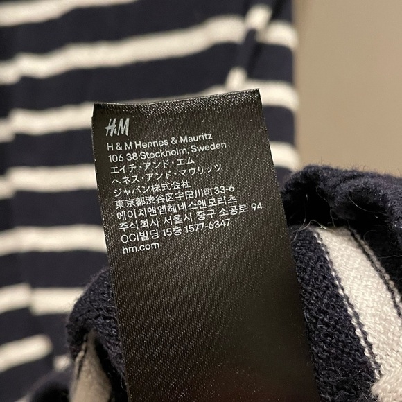 H&M MAMA | Maternity Sweater Dress | Striped Navy & White Midi | Size XS - Picture 7 of 7